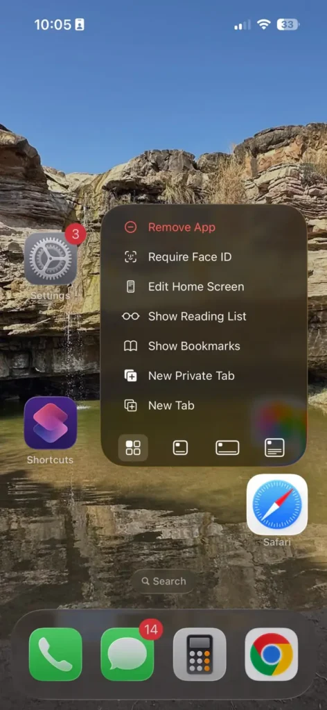 iPhone app menu showing the Remove App option before clearing app cache