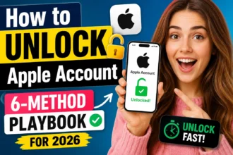 Unlock Apple Account guide showing six proven methods to regain access to a locked Apple Account on iPhone in 2026.