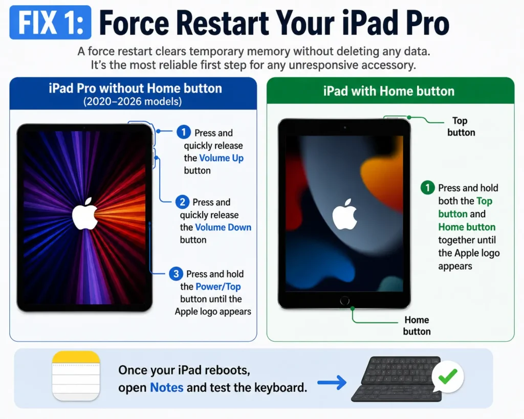 How to force restart an iPad Pro to fix keyboard problems
