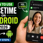 Android phone joining a FaceTime video call through a shared link from an iPhone.