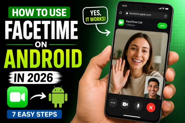 Android phone joining a FaceTime video call through a shared link from an iPhone.