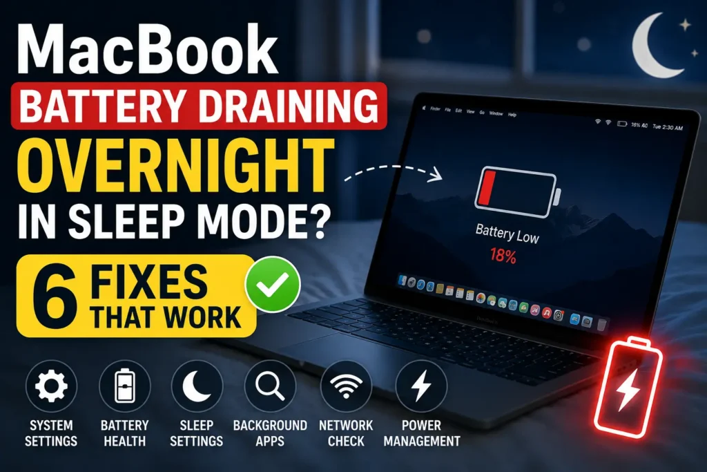 MacBook battery draining overnight while in sleep mode with 6 troubleshooting fixes