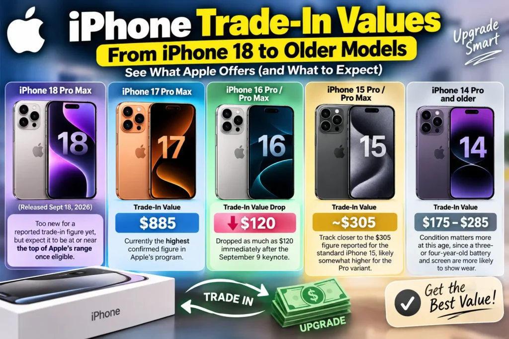 iPhone trade-in values from iPhone 18 Pro Max to older models