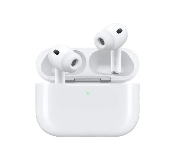 AirPods Pro 3 earbuds in an open charging case