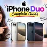 Woman pointing toward two foldable smartphones in a tech review thumbnail