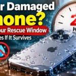 Water-damaged iPhone with 24-hour rescue window and emergency drying warning