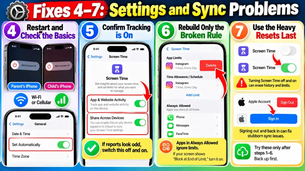 iOS 27 Screen Time fixes for settings, tracking, app limits, sync, and account problems