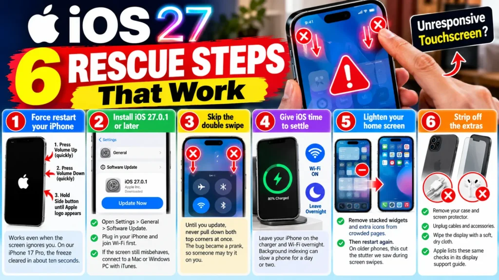Six rescue steps for fixing an unresponsive iPhone touchscreen on iOS 27