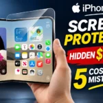 iPhone Duo held in two hands with a screen protector film peeling back, illustrating the hidden $19 cover layer replacement and five screen protector mistakes to avoid.