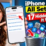 iPhone Reset All Settings showing 17 settings that are wiped while photos remain safe